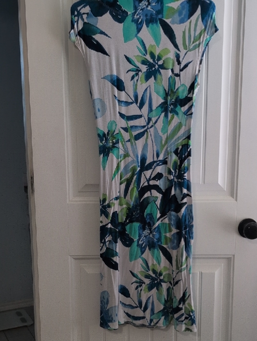 Tommy Bahama Blue & Green Floral Wrap Midi Dress - Picture 3 of 6
